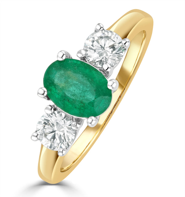 Emerald 0.70ct And Diamond 0.50ct 18K Gold Ring FET23-G